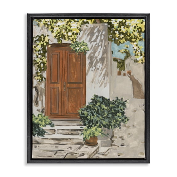 Stupell Industries Traditional Cottage Doorway Botanicals Black Floating Frame Canvas Art, 17 x 21, by Melissa Wang