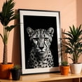 thumbnail image 3 of Cheetah - Photography Wildlife Animal Black and White Portrait Nature Minimalist Black Framed Wall Art Print 12 x 18 inches, 3 of 8