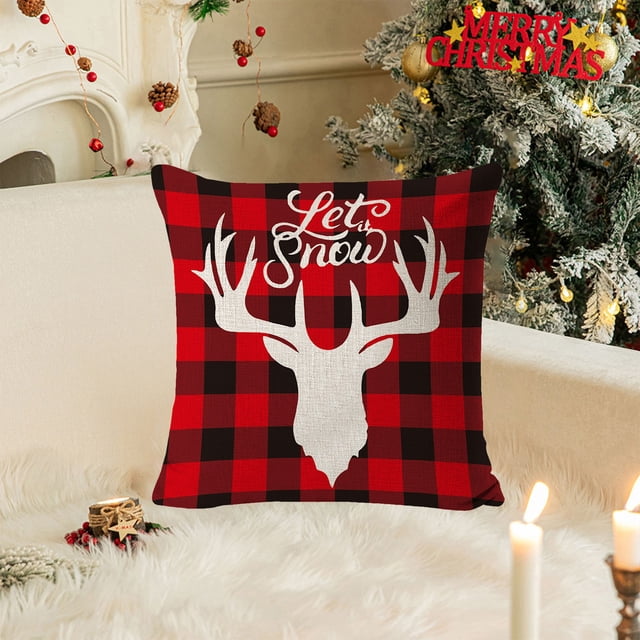 Decoraciones navideñas, funda de almohada de lino de 45 x 45 cm, ideal para decoración navideña, ideal para sofás y el hogar.