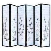 ALEKO 6PRD03 Oriental-Style Wood and Rice Paper 6-Panel Screen Privacy Room Divider, 105.5"W x 69"H