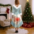 thumbnail image 5 of Valentines Day Dresses for Women Plus Size V Neck Long Sleeve High Low Dresses Plush Collar Vintage Holiday Party Dress Light Blue XL, 5 of 5