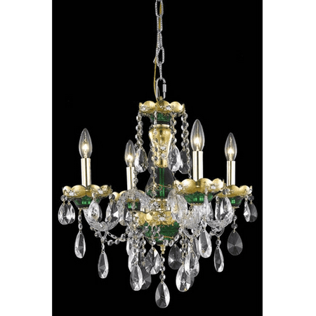 Green Crystal Chandelier - Chandeliers 4 Light With Clear Crystal Royal Cut Green size 19 in 240 Watts - World of Classic