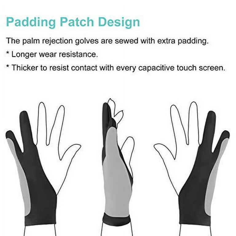 Mixoo Artists Gloves 2 Pack - Palm Rejection Gloves with Two Fingers for  Paper Sketching, iPad, Graphics Drawing Tablet, Suitable for Left and Right