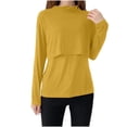 thumbnail image 2 of Women Nursing Shirts Long Sleeve Maternity Tops Double Layer Breastfeeding Tees Round Neck Pregnancy Blouse Yellow M, 2 of 4