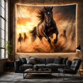 thumbnail image 6 of Herd of Horses Galloping on Dusty Sunset Plains, Dramatic Digital Art for Wildlife Fans, Animal Wall Decor, Housewarming Gift, Tapestry Wall Hanging for Bedroom and Living Room, 6 of 7