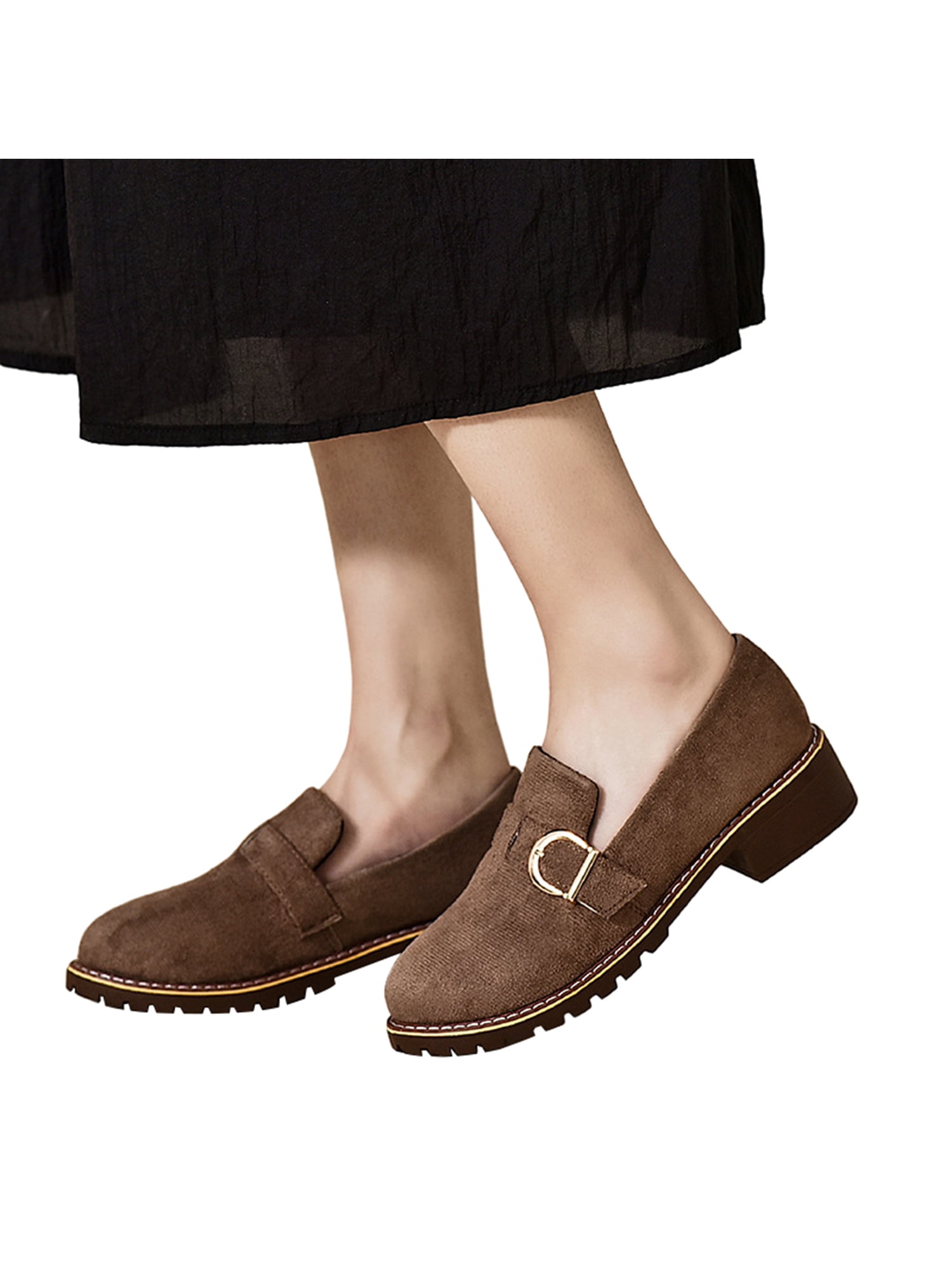 LUXUR Women Comfortable Closed Toe Slipons Office Chunky Loafers