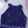 thumbnail image 4 of Kaerm Robe de Mariée Fille Fleurie Col Halter Robe de Fête en Dentelle Florale pour Enfants Robe de Bal à Paillettes Strass Unitard Bleu 14, 4 of 6