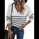 thumbnail image 4 of Camisa de Larga para Mujer, Suéter Informal Holgado A Rayas XL, 4 of 10