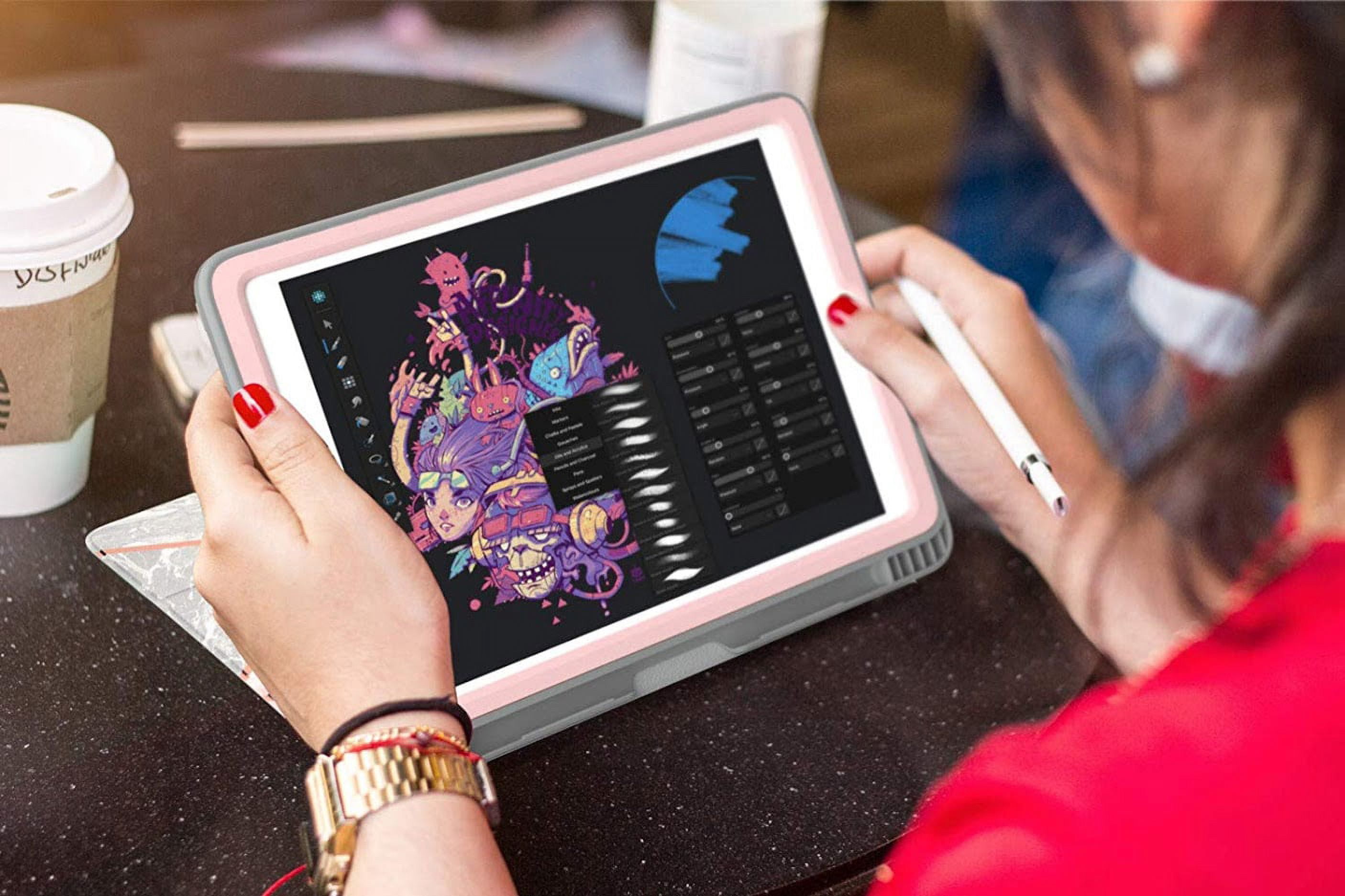 iPad 9.7 Case 2018/2017, [Built-in Screen Protector] i-Blason [Cosmo] Full-Body Trifold Stand Protective Case Cover with Auto Sleep/Wake & Apple Pencil Holder for Apple iPad 9.7 Inch (Marble)