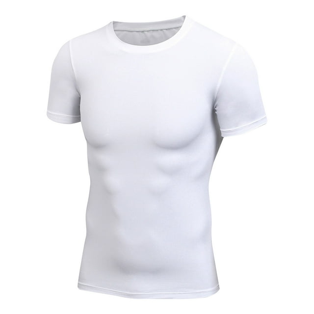 cfhntfmh T-Shirts de Compression pour Hommes Manches Courtes Doux pour Entraînement Gym T-Shirt Ajusté Extensible Col Rond Hauts de Course Athlétiques