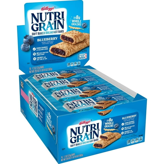 Kellogg's Nutri-Grain Blueberry Chewy Soft Baked Breakfast Bars, 20.8 oz, 16 Count