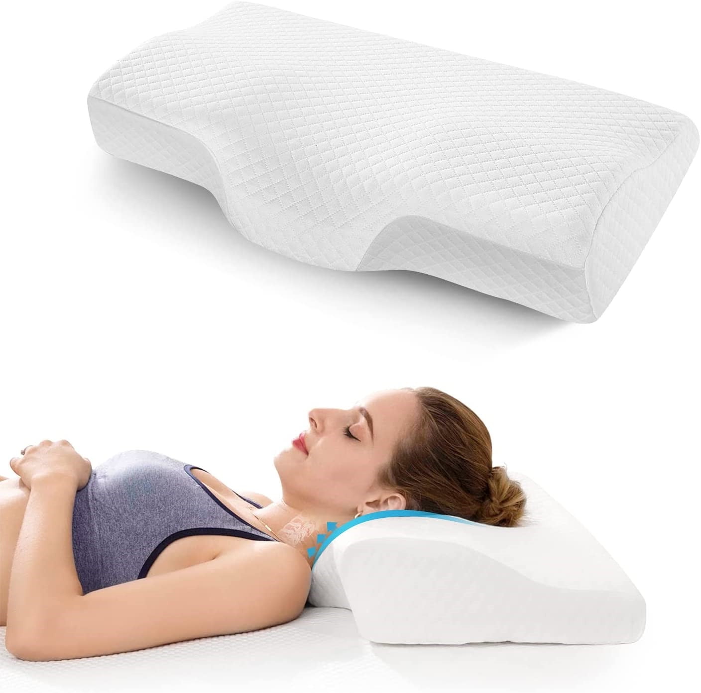 Orthopaedic Pillow Head Neck Support Bamboo Contour Memory Foam Pillow 2 Sizes 