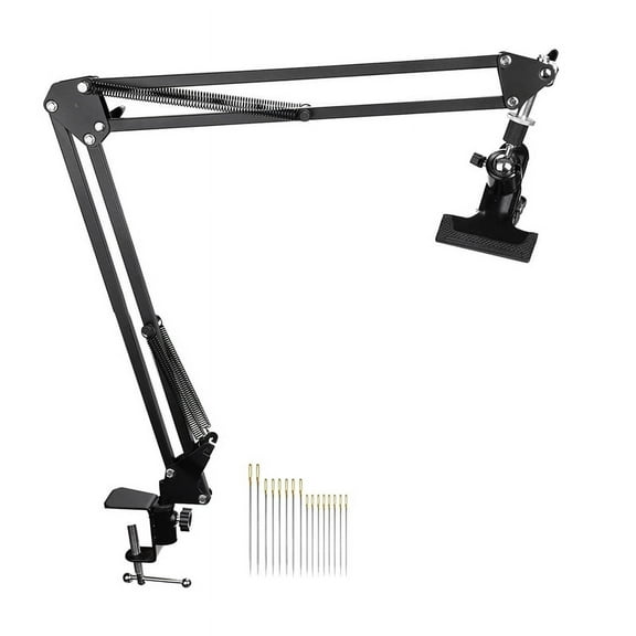 Adjustable Metal Embroidery Hoop Stand, Folding Holder and 16 Pieces Needles