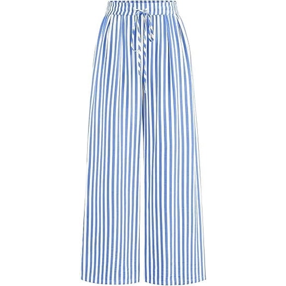 PRETTYGARDEN Womens Pants Elastic Waist Floral Lightweight Pants for Women Casual Wide Leg Pants Woman