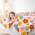 thumbnail image 3 of Homewish Cute Flowers Full Size Comforter Sets,Kawaii Cartoon Themed Bedding Comforter Set,Pink Red,Pink Reversible,3pcs,1 Comforter and 2 Pillowcases, 3 of 7