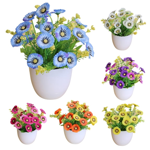 Zhaomeidaxi Artificial Potted Plants Bathroom Home Office Decor Mini Fake Chrysanthemum Plants for Desk Decoration