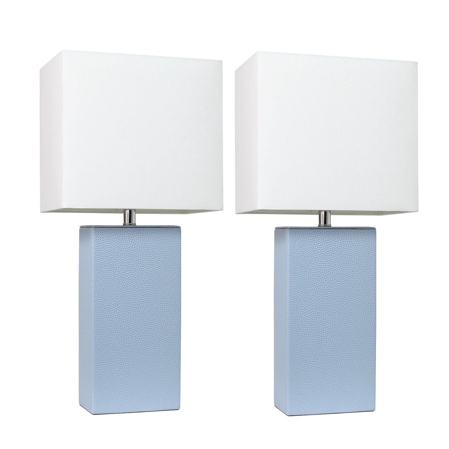 Elegant Designs 2 Pack Modern Leather Table Lamps with White Fabric Shades