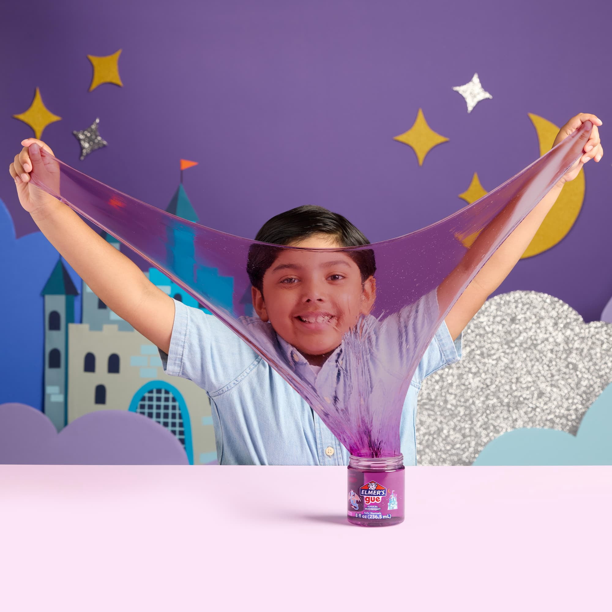Elmer's Gue Premade Slime, Magical Midnight Variety Pack, Assorted Colors, 8 oz, 4 Count