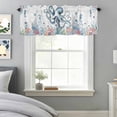thumbnail image 4 of Marine Life Octopus Seahorse Valances for Windows,Kitchen Valance Rod Pocket Short Curtain, Watercolor Corals Fish Valance Curtain Window Valances for Bedroom Bathroom Living Room 60x18in, 4 of 9