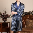 thumbnail image 4 of SWSMCLT Men's Satin Robe Pajamas Shorts 2 Piece Long Sleeve Luxury Valentine's Day Halloween Lightweight Comfy Cool Thin V Neck Pjs Striped XX-Large, 4 of 4