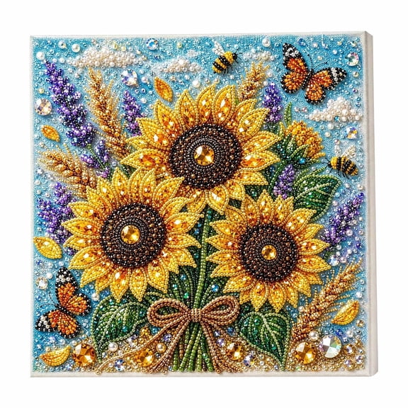 Sunflower Pearl Art DIY Kit, 6 Styles Botanical Flower Diamond Art Craft Kit with All Tools, Easy Operation Pearl Painting Set for Beginners Home Decor Gift