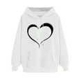 thumbnail image 3 of Jinhomg Heart Print Hooded Sweatshirt for Women Casual Loose Kangaroo Pocket Drawstring Hoodies Fall Comfy Long Sleeve Sweatshirts Daily Wear White XXL, 3 of 6