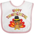 thumbnail image 3 of Inktastic Happy Thanksgiving Cute Turkey in Pilgrim Hat Boys or Girls Baby Bib, 3 of 4