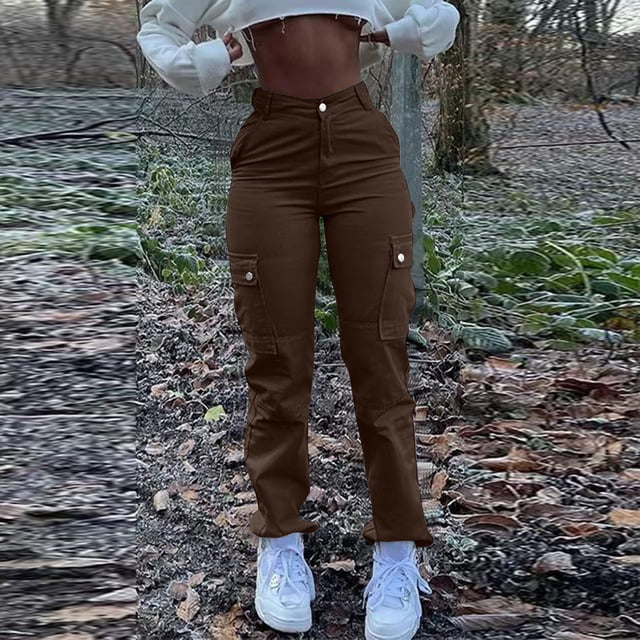 Cargo Jeans For Women Mid With Elastic Waist Plus Size Skinny Lifting Denim With Pockets
