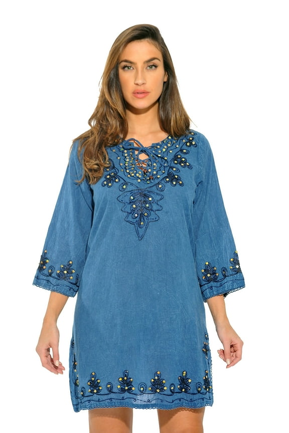 Swimsuit Cover Up / Tunic / Resort Wear (Medium Denim, Medium)