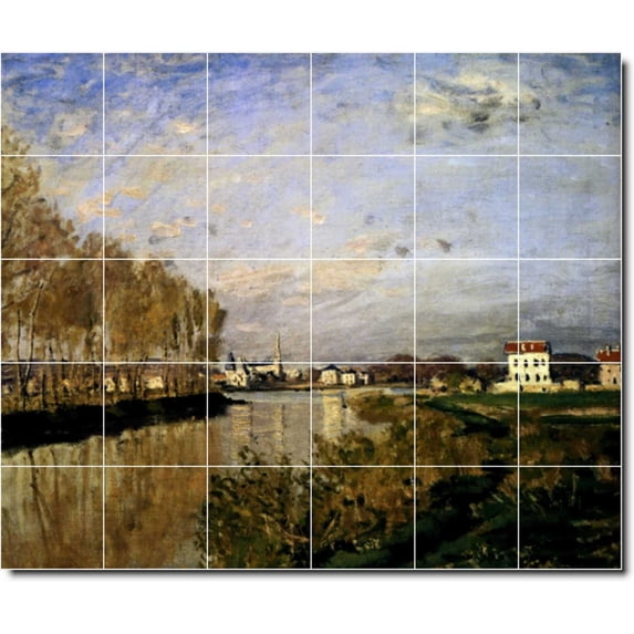 Ceramic Tile Mural-Claude Monet Country Painting 100. 25.5" w x 21.25" h using (30) 4.25 x 4.25 ceramic tiles