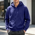 thumbnail image 2 of FENGYOU Mens Casual Full Zip Hoodie Long Sleeve Drawstring Hooded Sweatshirt Regular Fit Fleece Pullover Jacket with Pockets Navy L, 2 of 5