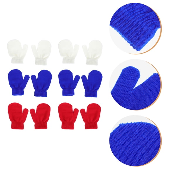 ibasenice 6Pairs Comfortable Knitted Winter Gloves Assorted Color for Outdoor Winter Use