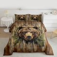 thumbnail image 2 of jejeloiu Woodland Animal Bear Bedding Comforter Set,Old Barn Door Twin Comforter Sets,Brown Green Bedding Set For Boys Teens,Luxury Bedroom Decor Reversible,2pcs, 2 of 8