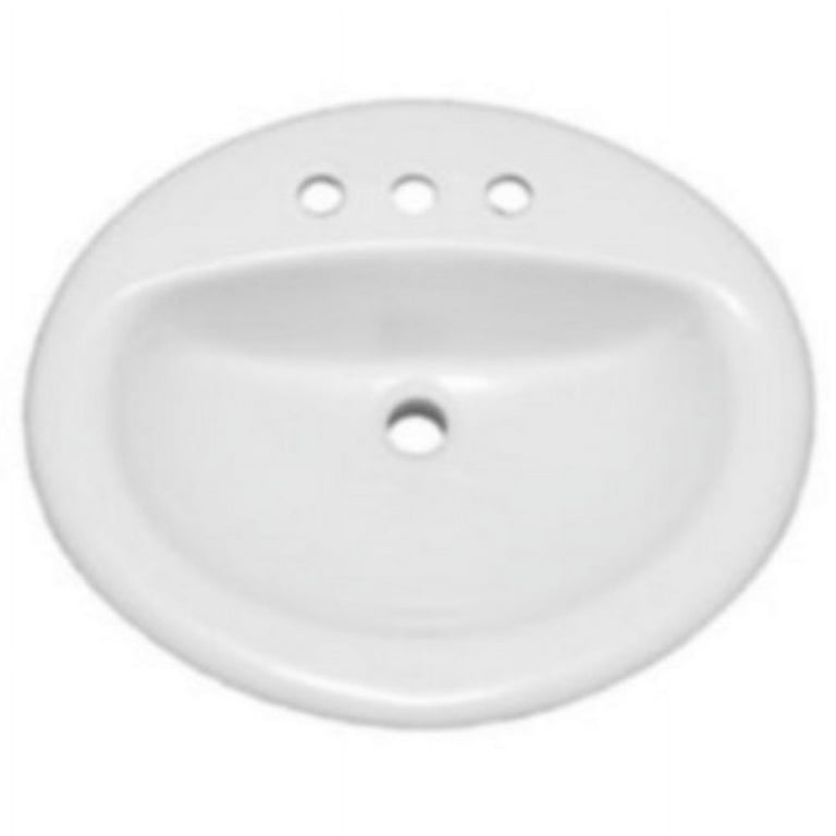 CLORE + Relux All-in-one【White】 Pro Flo Drop-In Bathroom Sink, 17 x 20.5 in, White Porcelain