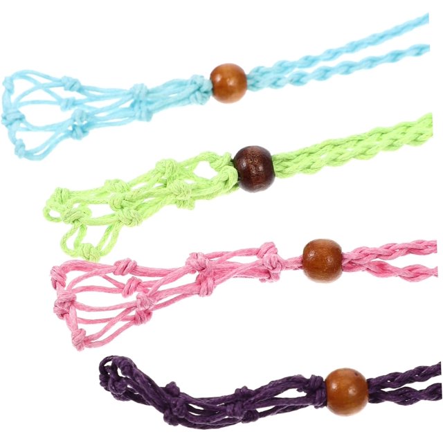 HUGFEGWE 4pcs Hand Woven Mesh Necklace Cage Rope Replacement Necklace Rope Pendant Stone Necklace Cord Necklace CJB91-57414