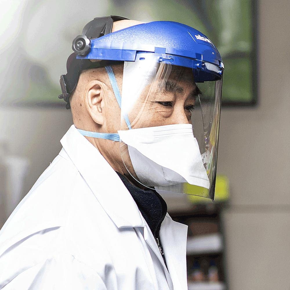 Sellstrom Face Shield - 390 Series - 8" x 12" x .040" Window - Clear - Ratcheting Headgear - Single Crown
