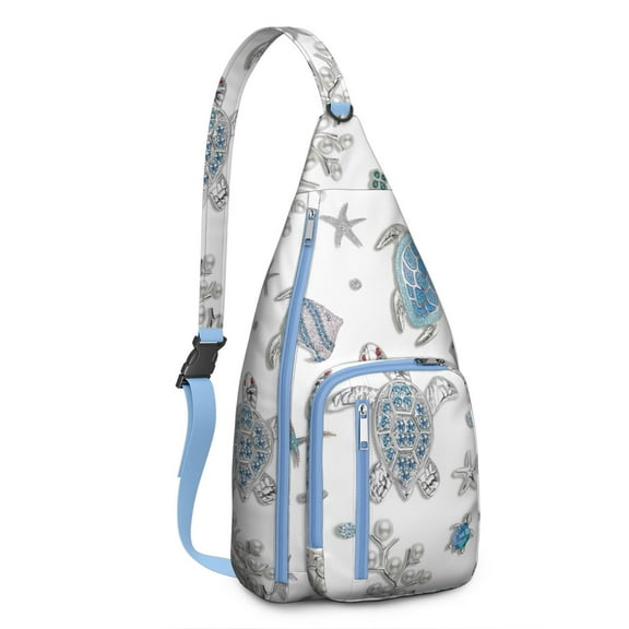 Waterproof Sling Backpack for Women – Lightweight Crossbody Chest Bag with Adjustable Strap for Travel & Outdoor – Hawaiian Sea Turtle Print, Tropical Ocean Marine Life Design