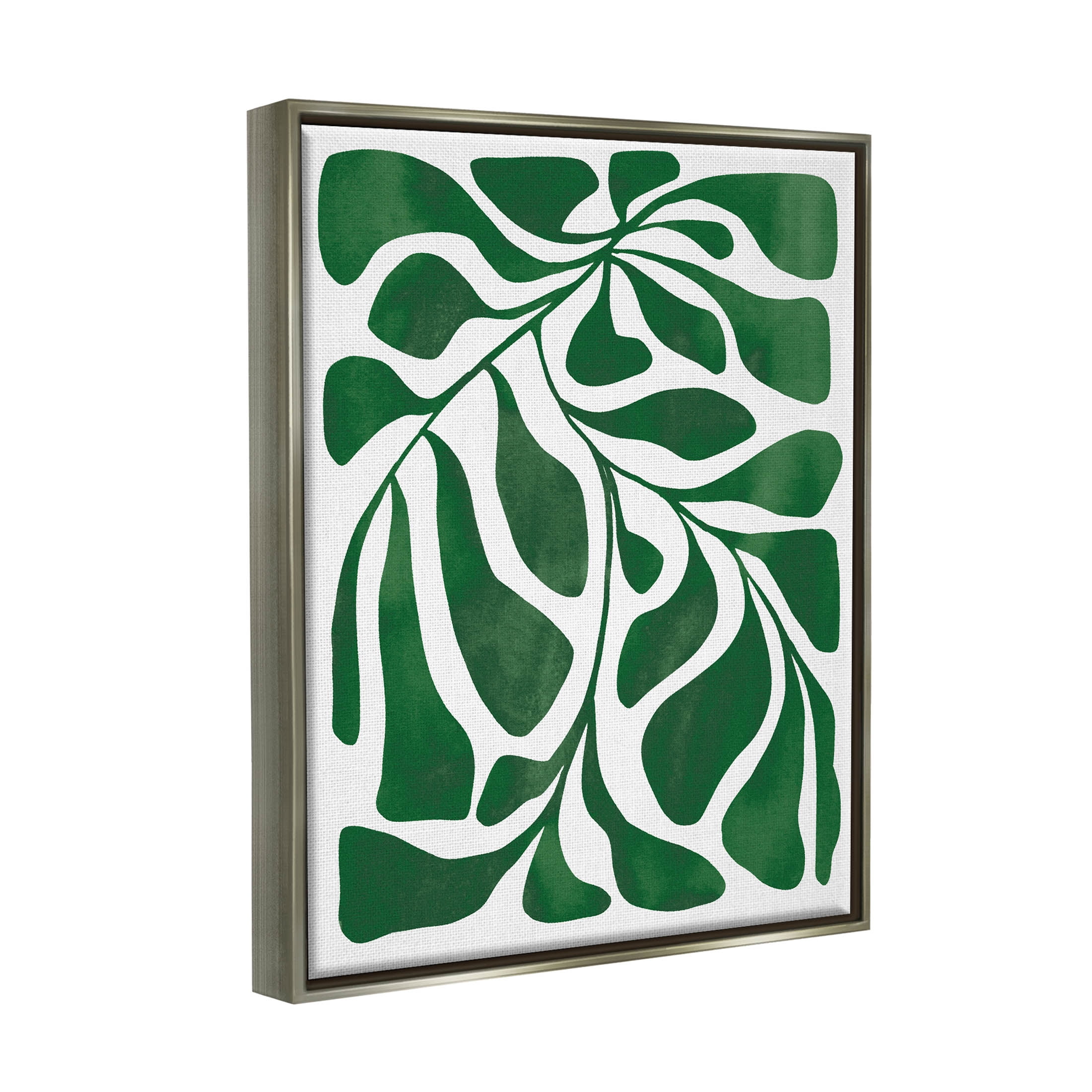 Abstract Plant Leaf Shapes Botanical & Floral Graphic Art Luster Gray Framed Art Print Wall Art