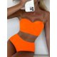 thumbnail image 3 of Bikini de realce para mujer, traje de baño liso con parte superior envolvente, cadena con aros, correas en los hombros, cintura alta, traje de baño para playa, 3 of 5