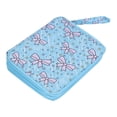 thumbnail image 2 of Bolsa de almacenamiento de lápices, diseño de compartimento de gran capacidad, bolsa de cosméticos con patrones de lazo a prueba de polvo de mano, 2 of 8