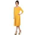 thumbnail image 2 of Women's Casual Relexed Fit 3/4 Sleeve Jersey Knit A-Line Solid Midi Dress, 2 of 4