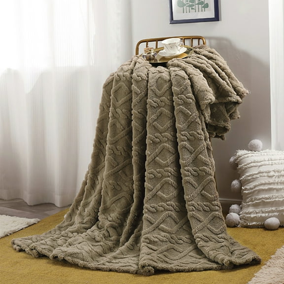 Sherpa Blanket - 3D Pattern Design Throw Blanket for Sofa Couch, Bed, Warm Super Soft Cozy Microfiber Fleece Blanket for Living Room, Throw 39”x59”