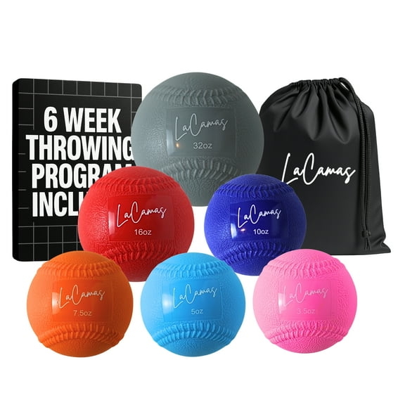 Plyometric Balls for Baseball – Weighted Throwing Set (3.5oz–32oz) with Stitched Seams – 6 Soft-Shell Balls   Carry Bag   Free 6-Week Throwing Program – Arm Care & Velocity Trainer