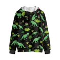 thumbnail image 3 of Psesaysky Full Zip Up Jacket for Boys Green Dinosaur Print Warm Cropped Hoodies Teen Cozy Long Sleeve Sweatshirts Jackets with Pockets, Size XL, 3 of 7