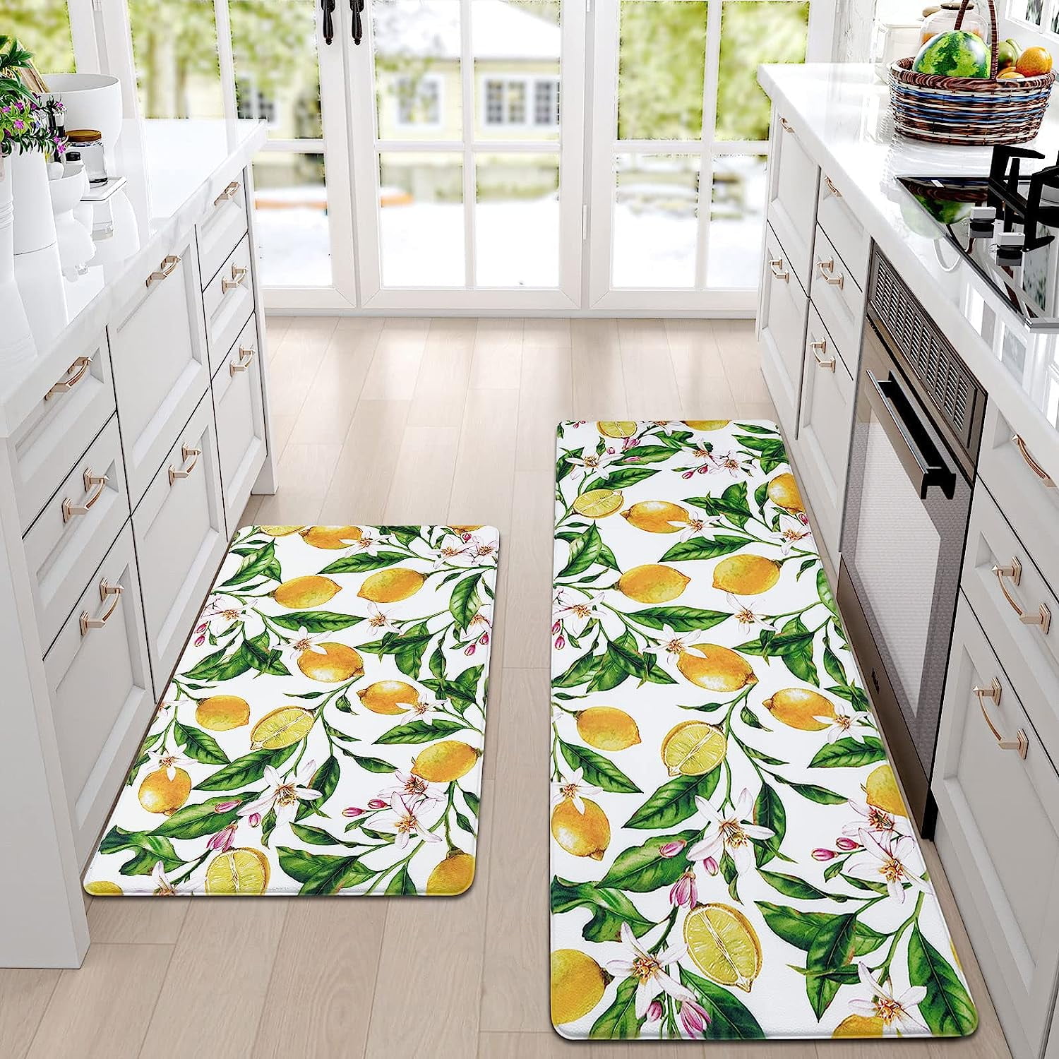 Lemon Kitchen Rugs Mats 2 Pieces, Thick Kitchen Mat Cushioned Anti ...