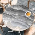 thumbnail image 4 of Grey Beach Coastal Round Tablecloth 36-44 Inch Round Fitted Table Cloth with Elastic Edge, Summer Nautical Seaside Ocean Ombre Waterproof Table Cover Protector for Outdoor Picnic Party Dining, 4 of 9