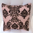 thumbnail image 2 of Flocked Damask Decorative Throw Pillow/Sham Cushion Cover Black on Beige, 2 of 2