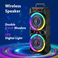 thumbnail image 6 of Dual 8’’ Wireless Party Bluetooth Speaker with Microphone, Remote, Portable PA Speaker System, RGB LED Party Lights, Karaoke Machine with Treble & Bass, FM/AUX/USB/TF/TWS/Echo, 6 of 10