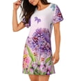 thumbnail image 2 of Naloa Flowers And Colorful Butterflies Print Women Nightgowns,Womens Loungewear,Short Sleeve Sleepwear,Comfy Ladies Nightdress, 2 of 6