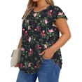 thumbnail image 4 of Fantaslook Womens Blouses Dressy Casual Pleated Tunic Tops Floral Ruffle Sleeve Summer Shirts, 4 of 9